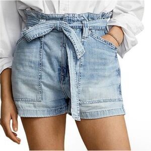 Polo Ralph Lauren Women's 32 Belted Paperbag Denim Shorts 100% cotton NWT